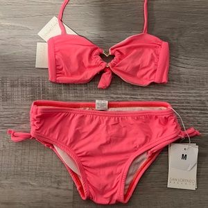 San Lorenzo Bikinis keiki (kids) heart bandeau set, Guava,  Size kids Medium